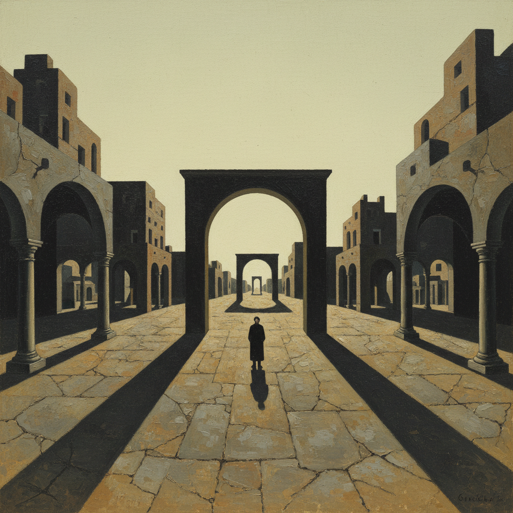 Fundamental existential anxiety — figure at the abyss