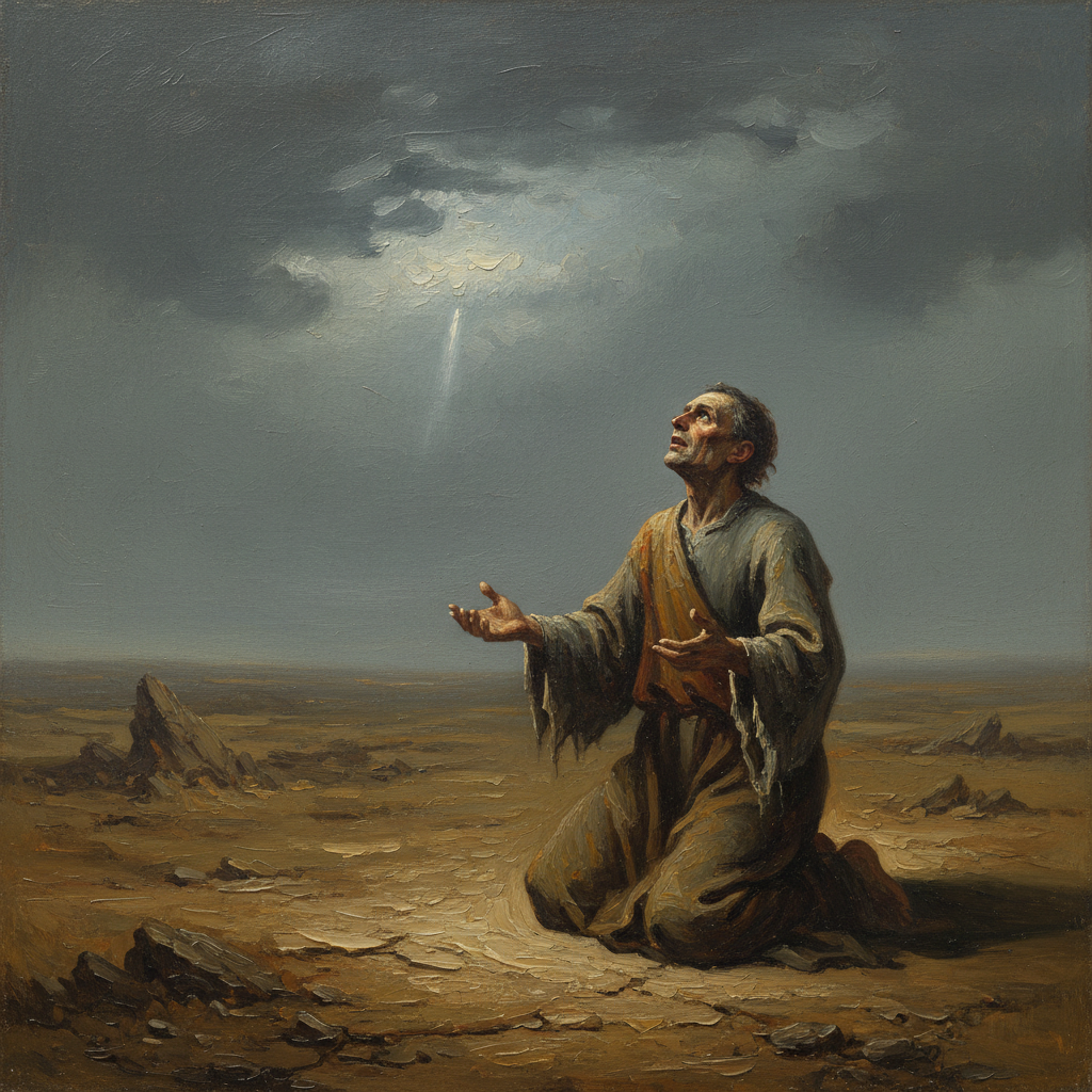 The question of existential suffering — contemplative figure in isolation